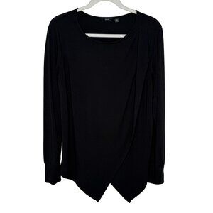 Betabrand Black Long-Sleeve Drape Front Top, M